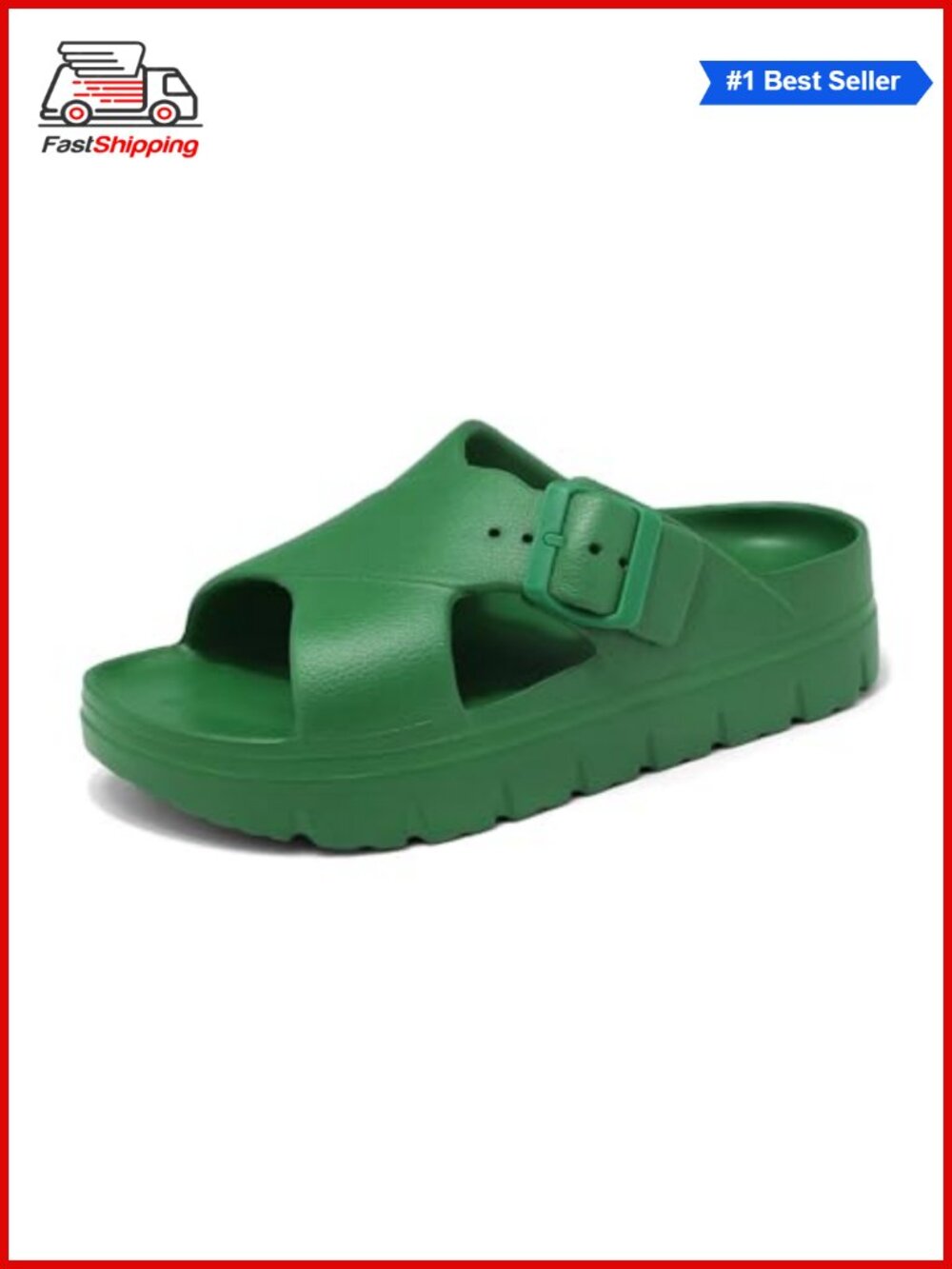 Platform Criss Cross Sandals Arch Support Adjustable Buckle Lightweight Slides